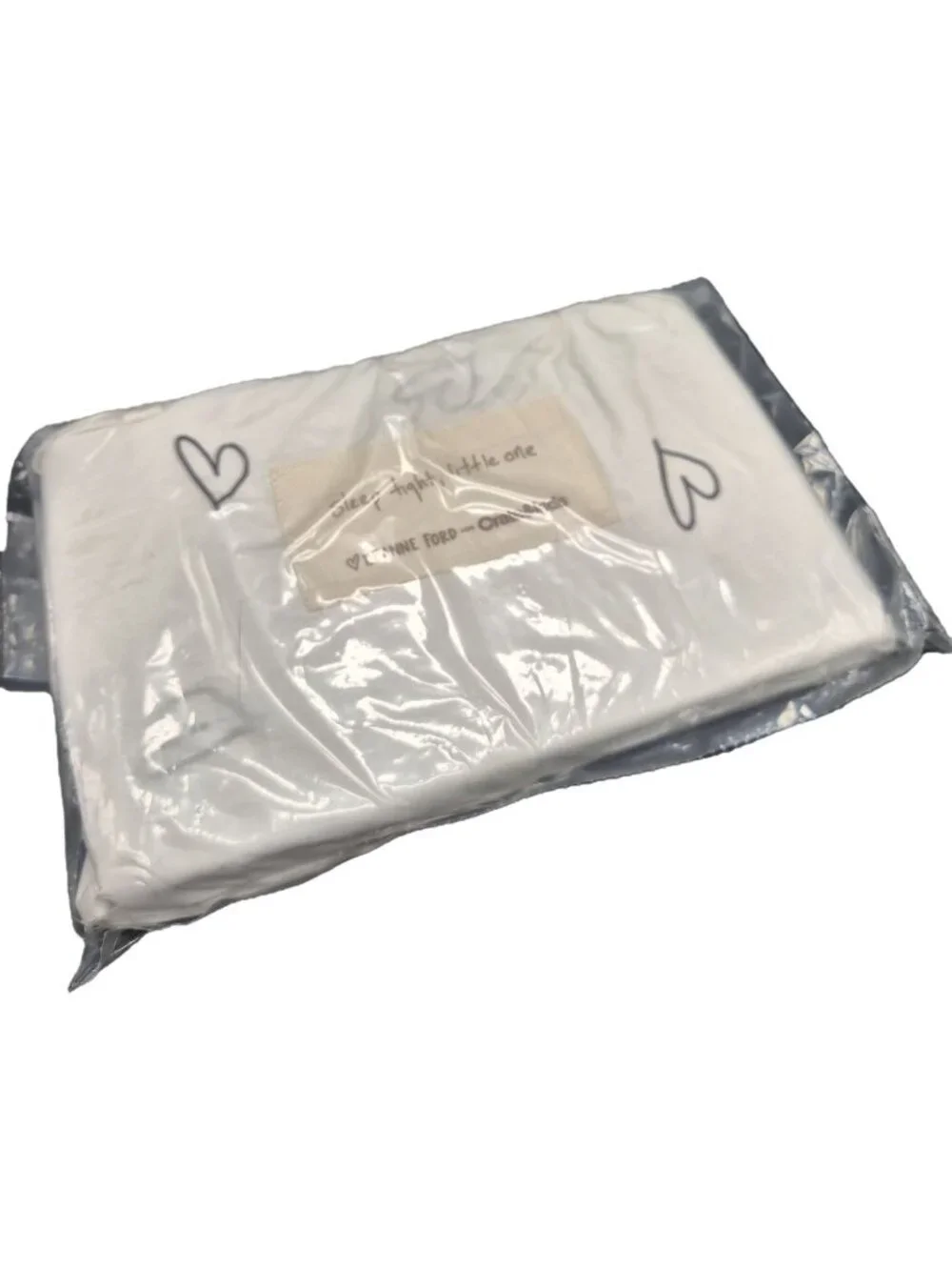 Leanne Ford Crate & Kids Cotton Crib Fitted Sheet White Charcoal Hearts RETIRED